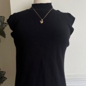 Mock neck modest black sleeveless rayon top